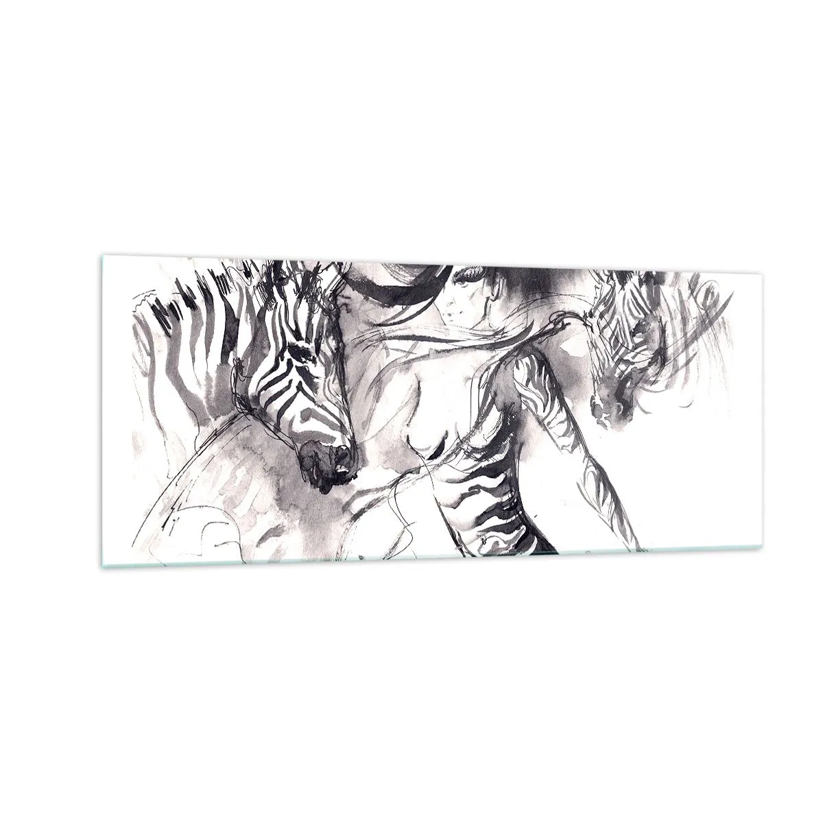 Obraz na szkle - Tańcząca z zebrami - 100x40 cm