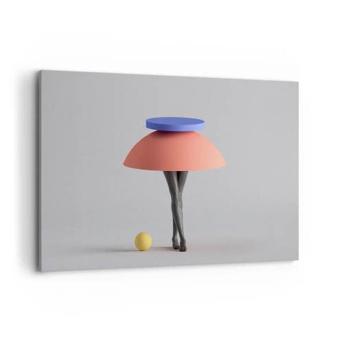 Obraz na płótnie - Abstrakcyjna kompozycja geometryczna z nogami i kulą - 120x80cm - Kompozycja surrealistyczna - Nowoczesna dekoracja ścienna do salonu, kuchni i sypialni ARTTOR
