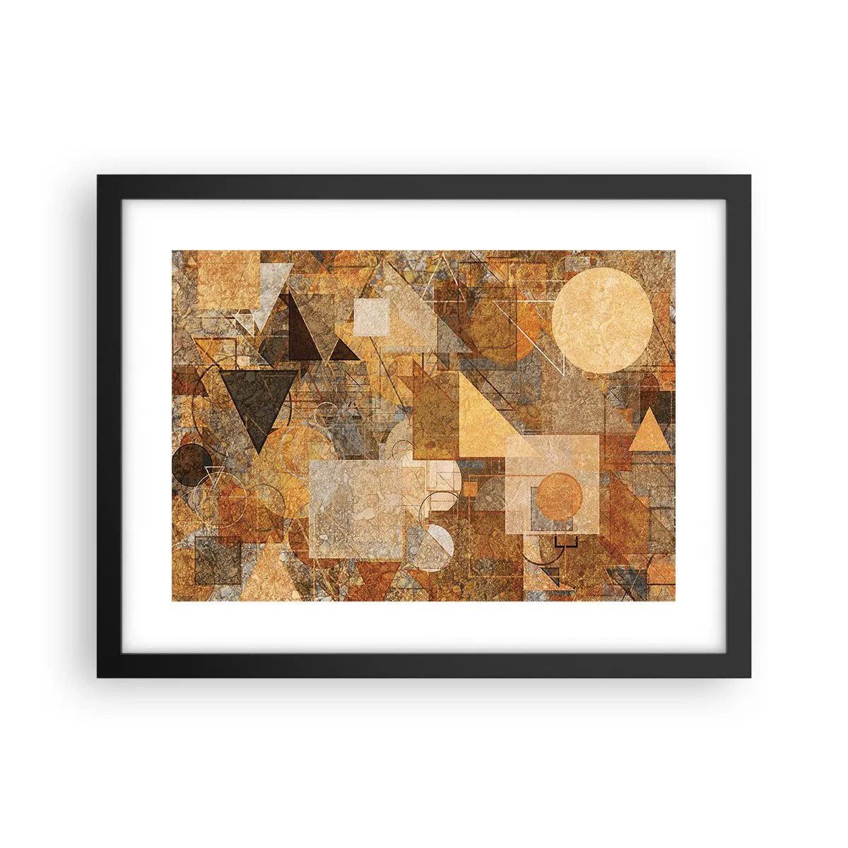 Plakat w czarnej ramie - Kubistyczne studium brązu - 40x30 cm