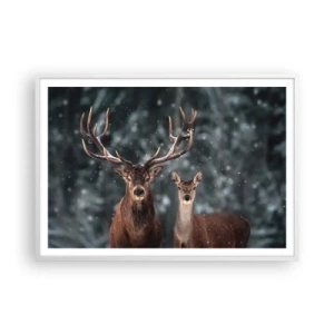 Plakat w białej ramie - Pan lasu z małżonką - 100x70 cm