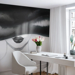 Fototapeta Standard Eco - Zmysłowa tajemnica - Kobieta W Kapeluszu, Modelka, Czarno-Biały - 200x140 cm