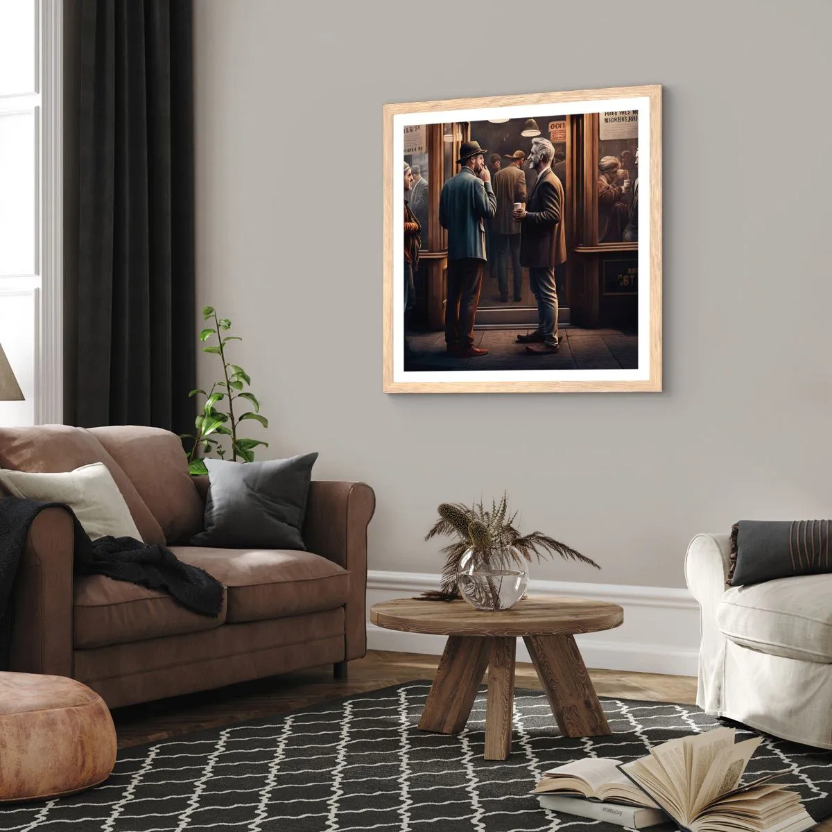 Plakat w ramie jasny dąb - Dobra chwila dnia - 60x60 cm