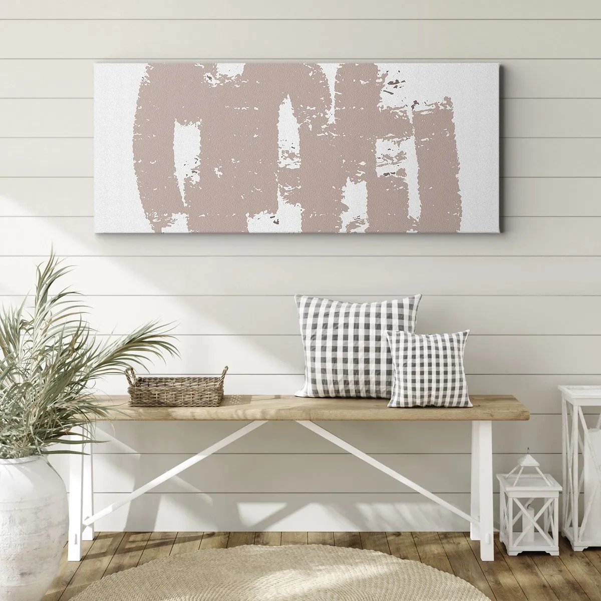 Obraz na płótnie - Abstrakcja w łagodnym różu - 90x30 cm