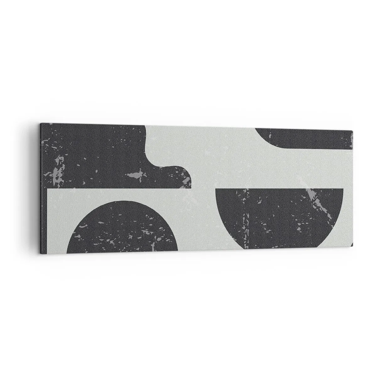 Obraz na płótnie - Geometryczne wzory w odcieniach czerni i szarości - 140x50cm - Kompozycja ponad i pod - Nowoczesna dekoracja ścienna do salonu i sypialni ARTTOR