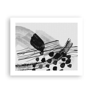 Plakat - Czarno-biała abstrakcja organiczna - 50x40 cm