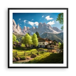 Plakat w czarnej ramie - Alpejska sielanka - 60x60 cm