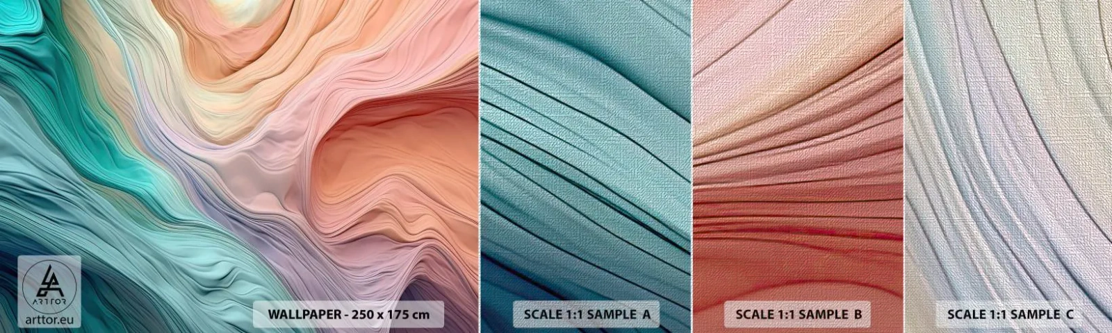 Fototapeta Próbka Premium Canvas - Tęczowa fala - Pastele, Abstrakcja, Tekstura - 100x30 cm