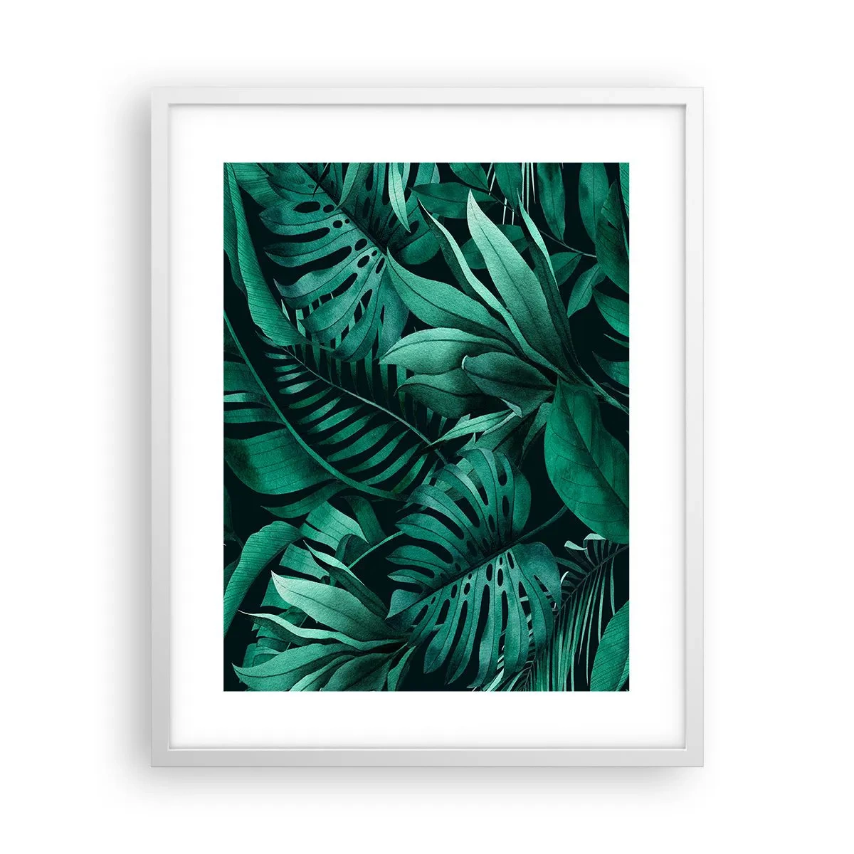 Plakat w białej ramie - Głębia tropikalnej zieleni - 40x50 cm
