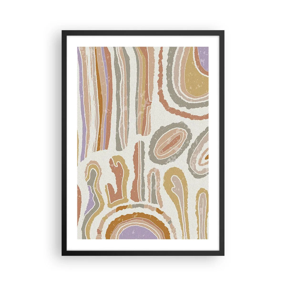 Plakat w czarnej ramie - Abstrakcyjne organiczne wzory w ciepłych barwach ziemi - 50x70cm - Barwne przekroje - Nowoczesna dekoracja ścienna do salonu i sypialni ARTTOR