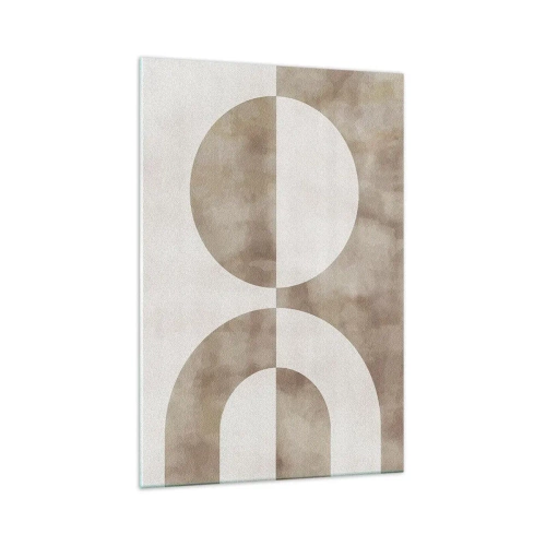 Obraz na szkle - Abstrakcyjny obraz w odcieniach beżu z geometrycznymi kształtami i symetrią - 70x100cm - Podobieństwa i różnice - Nowoczesna dekoracja ścienna do salonu i sypialni ARTTOR
