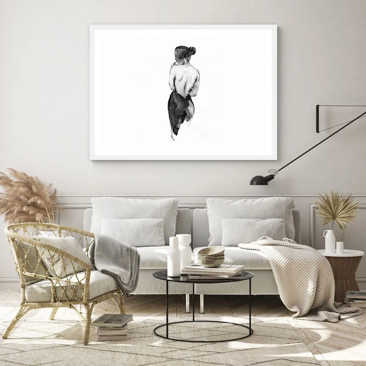 Plakat w białej ramie - Przy niej świat znika - 70x50 cm