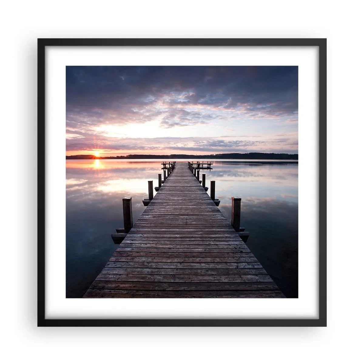 Plakat w czarnej ramie - Cicha granica dnia i nocy - 50x50 cm