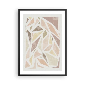 Plakat w czarnej ramie - Geometryczna abstrakcja w pastelowych odcieniach - 50x70cm - Kompozycja witrażowa - Nowoczesna dekoracja ścienna do salonu i sypialni ARTTOR
