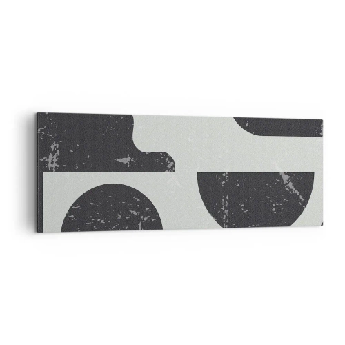 Obraz na płótnie - Geometryczne wzory w odcieniach czerni i szarości - 140x50cm - Kompozycja ponad i pod - Nowoczesna dekoracja ścienna do salonu i sypialni ARTTOR