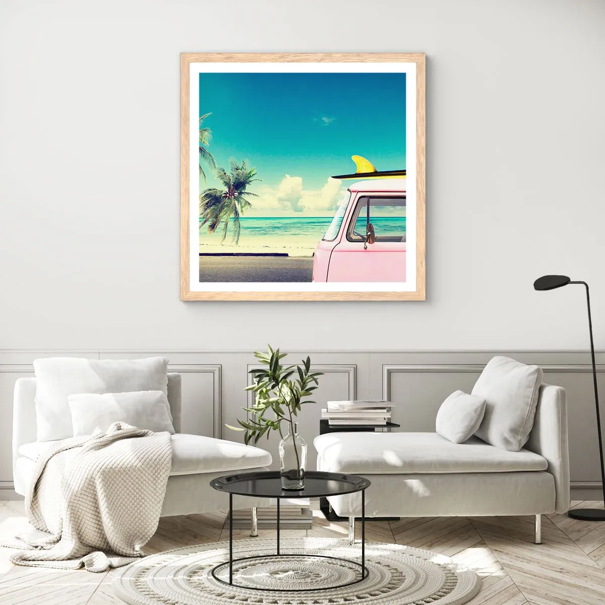 Plakat w ramie jasny dąb - Wakacje czas zacząć - 60x60 cm