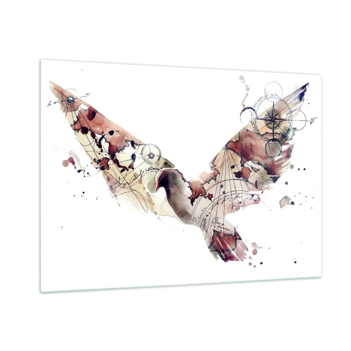 Obraz na szkle - Abstrakcyjne skrzydła w stylu artystycznym na białym tle - 100x70cm - Napowietrzny wędrowiec - Nowoczesna dekoracja ścienna do salonu, kuchni i sypialni ARTTOR