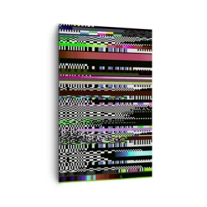 Obraz na płótnie - Kolorowe linie i piksele w abstrakcyjnym stylu - 80x120cm - Obraz konrolny rzeczywistości - Nowoczesna dekoracja ścienna do salonu i sypialni ARTTOR