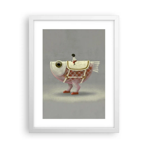 Plakat w białej ramie - Ryboński jeździec - 30x40 cm