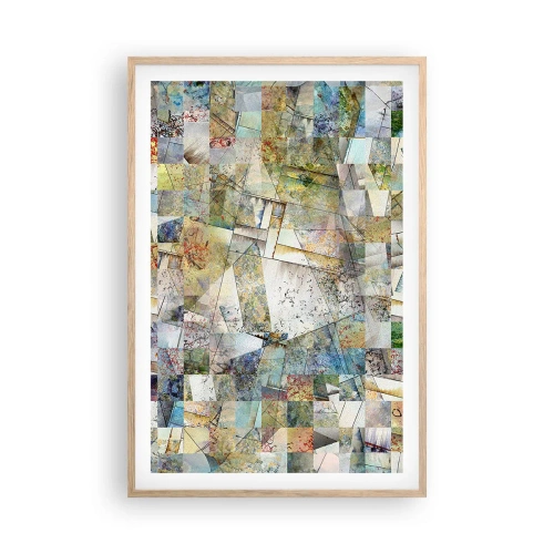 Plakat w ramie jasny dąb - Geometryczne przetasowanie - 61x91 cm
