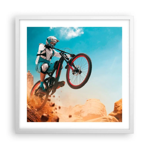 Plakat w białej ramie - Rowerowy demon szaleństwa - 50x50 cm