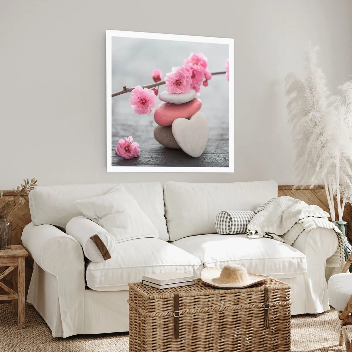Plakat - Błogość z kwiatem wiśni - 60x60 cm
