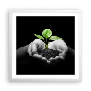 Plakat w białej ramie - Kocham naturę, chronię ją - 50x50 cm