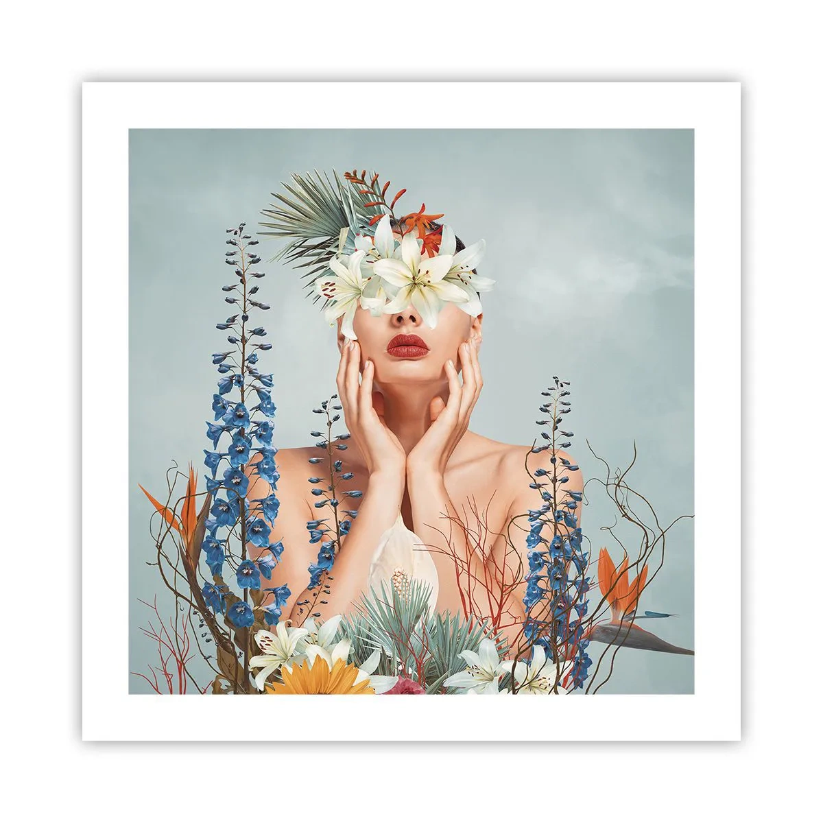 Plakat - Kobieta – kwiat - 50x50 cm