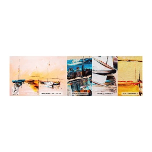 Fototapeta Próbka Premium Canvas - Wieczór w przystani - Łódki, Żaglówki, Sztuka - 100x30 cm