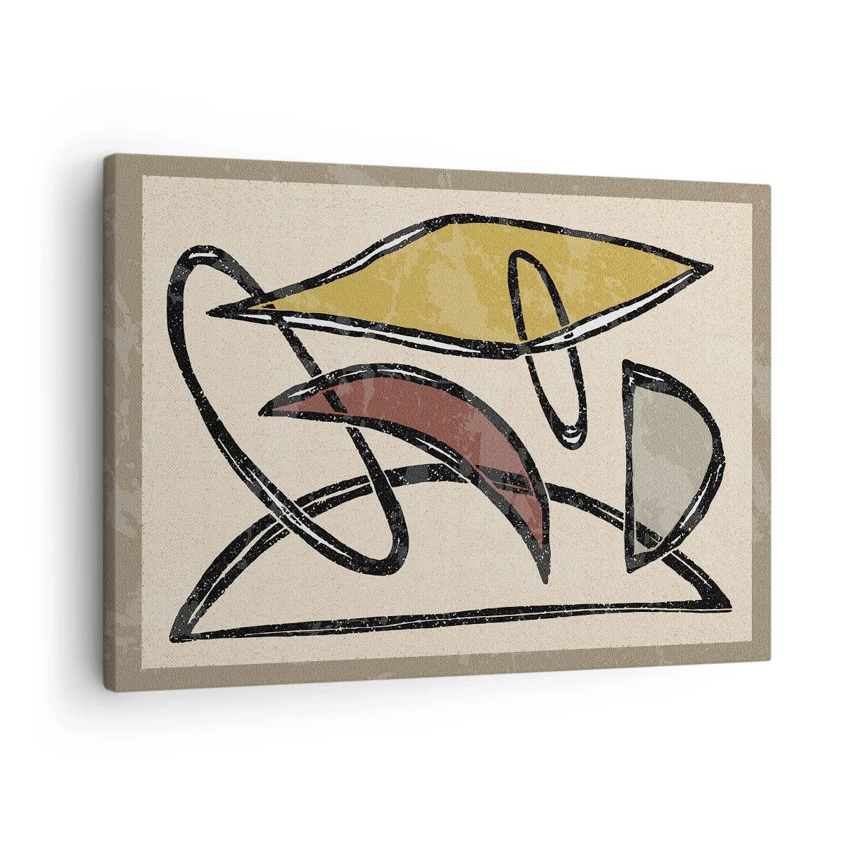 Obraz na płótnie - Abstrakcja z geometrycznymi kształtami i stonowaną kolorystyką - 70x50cm - Piony i poziomy - Nowoczesna dekoracja ścienna do salonu i sypialni ARTTOR