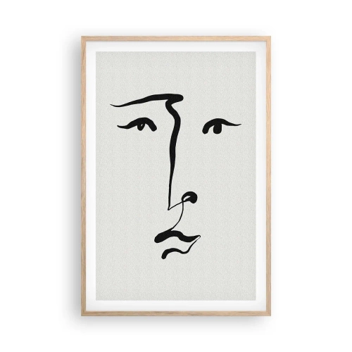 Plakat w ramie jasny dąb - Portret jedną kreską - 61x91 cm