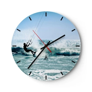 Zegar ścienny - Kitesurfer na fali w słoneczny dzień nad morzem - 30x30cm - Daj się ponieść - Nowoczesna dekoracja ścienna do salonu, kuchni i sypialni ARTTOR