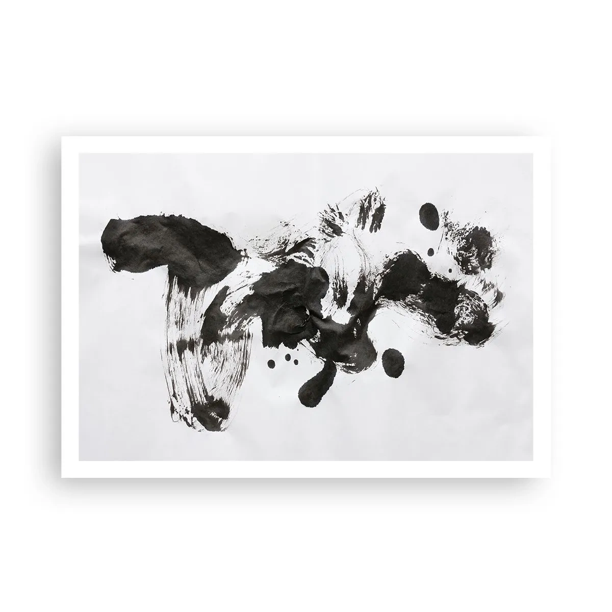 Plakat - Abstrakcyjna kompozycja czarnych plam na białym tle - 100x70cm - W szaleństwie metoda? - Nowoczesna dekoracja ścienna do salonu i sypialni ARTTOR