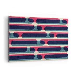 Obraz na płótnie - Geometryczny wzór w stylu retro z pastelowymi barwami - 100x70cm - W głąb i do przodu - Nowoczesna dekoracja ścienna do salonu, kuchni i sypialni ARTTOR