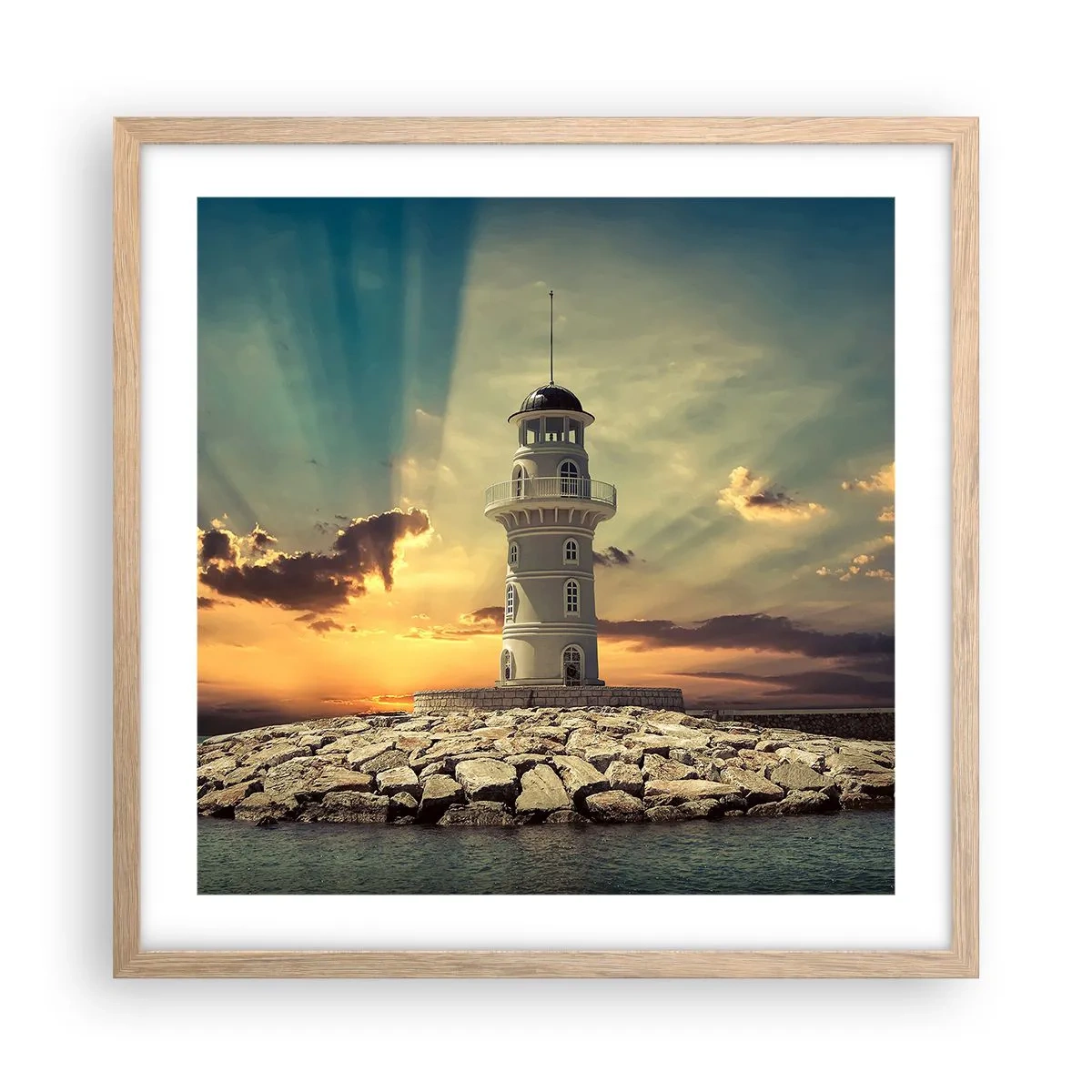 Plakat w ramie jasny dąb - Światło - Dobro - Piękno - 50x50 cm