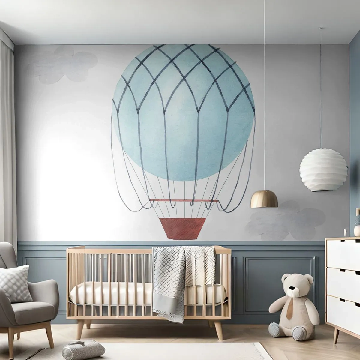 Fototapeta Samoprzylepna Deluxe Sticker - Cały w chmurach - Dziecięcy, Balon, Minimalizm - 250x175 cm