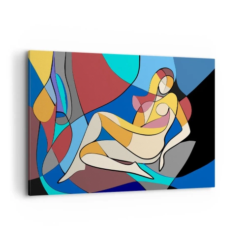 Obraz na płótnie - Kolorowy akt w stylu kubistycznym - 100x70cm - Kubistyczny akt - Nowoczesna dekoracja ścienna do salonu, kuchni i sypialni ARTTOR