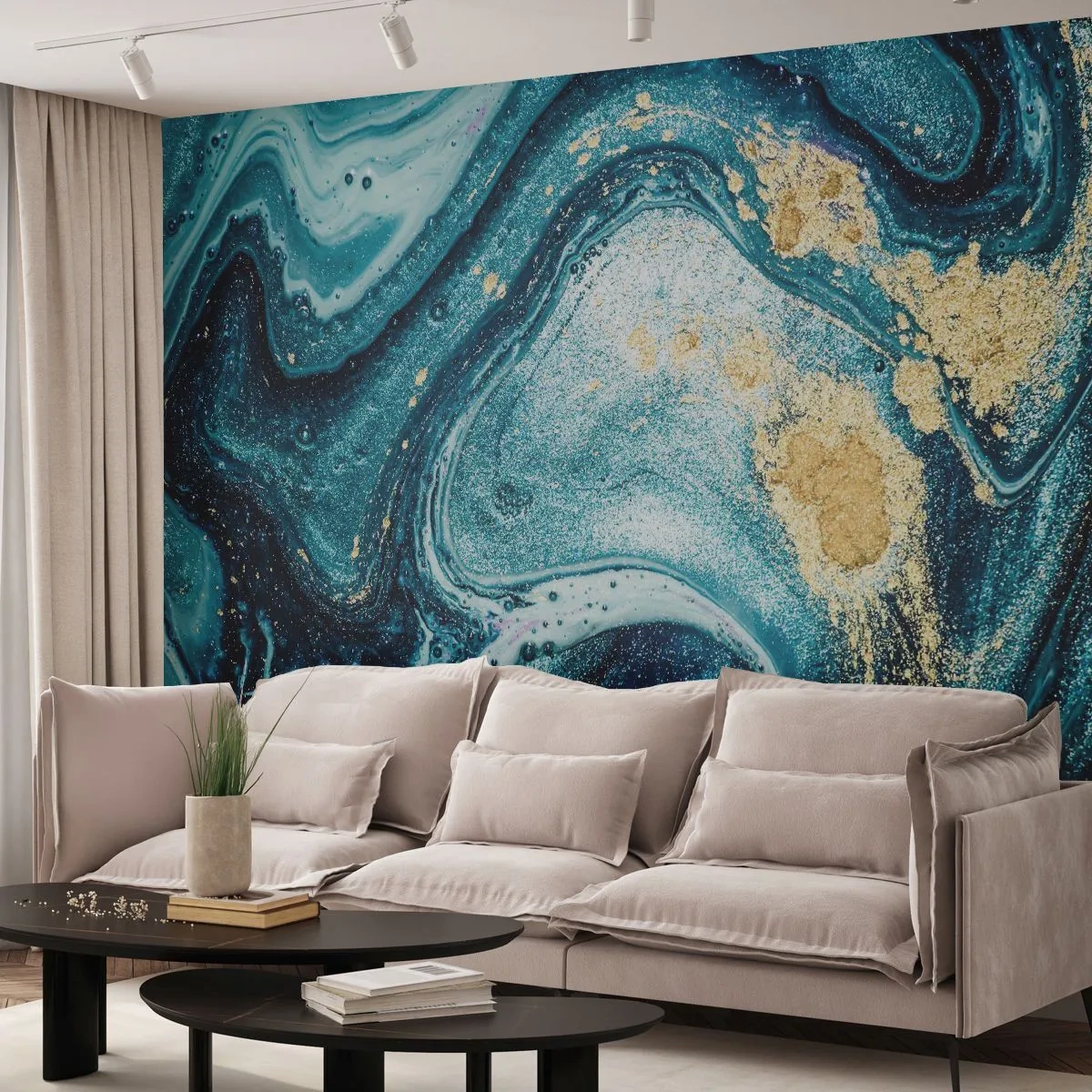 Fototapeta Standard Eco - Błekitny wir - Abstrakcja, Sztuka, Nowoczesny Wzór - 400x280 cm