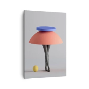 Obraz na płótnie - Abstrakcyjna kompozycja geometryczna z nogami i kulą - 70x100cm - Kompozycja surrealistyczna - Nowoczesna dekoracja ścienna do salonu i sypialni ARTTOR