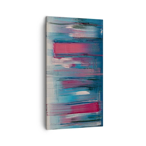 Obraz na płótnie - Kompozycja wertykalna w błękicie i czerwieni - 45x80 cm