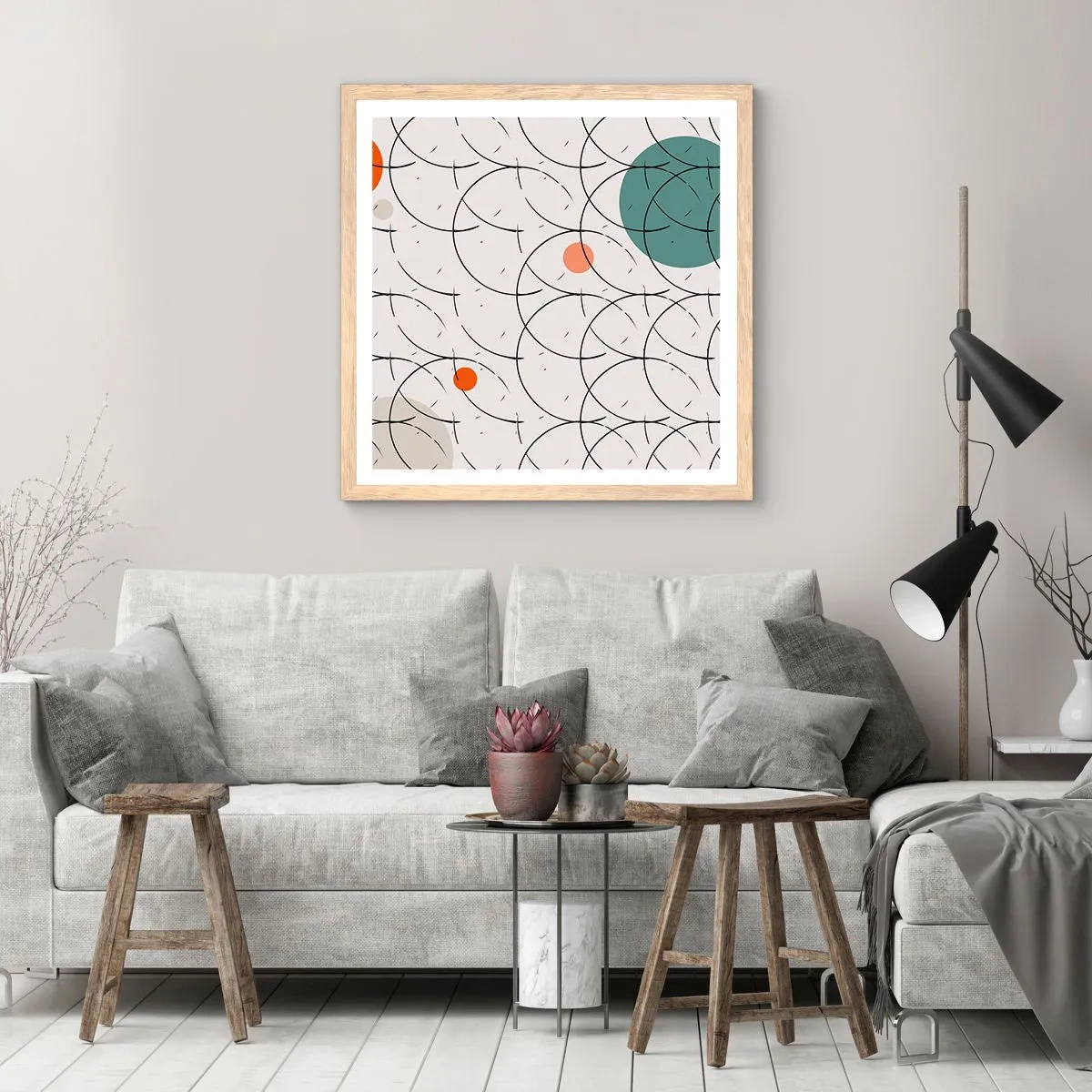 Plakat w ramie jasny dąb - W pop-artowym duchu - 60x60 cm