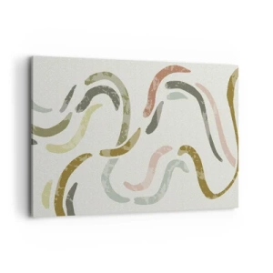Obraz na płótnie - Abstrakcyjne łuki w pastelowej kolorystyce - 100x70cm - Radosny taniec abstrakcji - Nowoczesna dekoracja ścienna do salonu, kuchni i sypialni ARTTOR