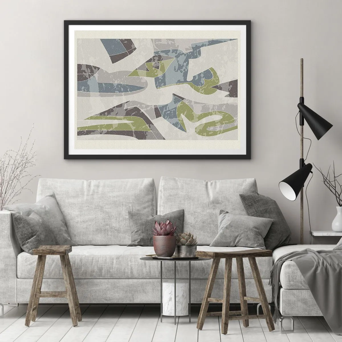 Plakat w czarnej ramie - Kompozycja za szybą - 50x40 cm