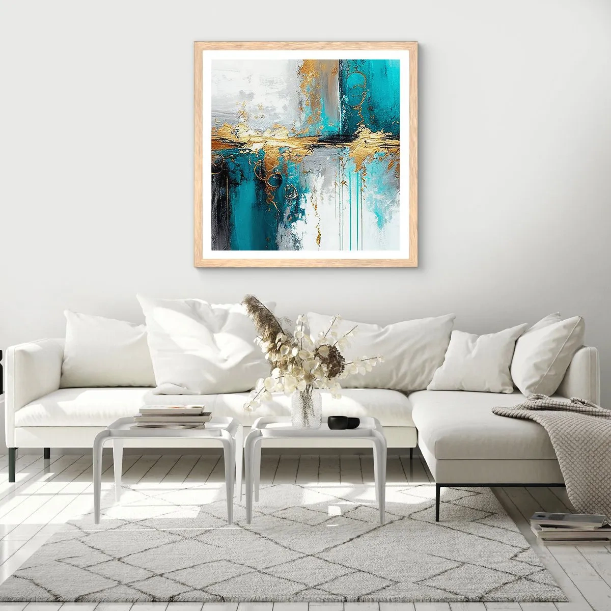 Plakat w ramie jasny dąb - Wszystko płynie - 50x50 cm