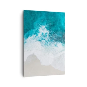 Obraz na płótnie - Turkusowe fale oceanu na jasnym piasku - 70x100cm - Naturalna pieszczota - Nowoczesna dekoracja ścienna do salonu i sypialni ARTTOR