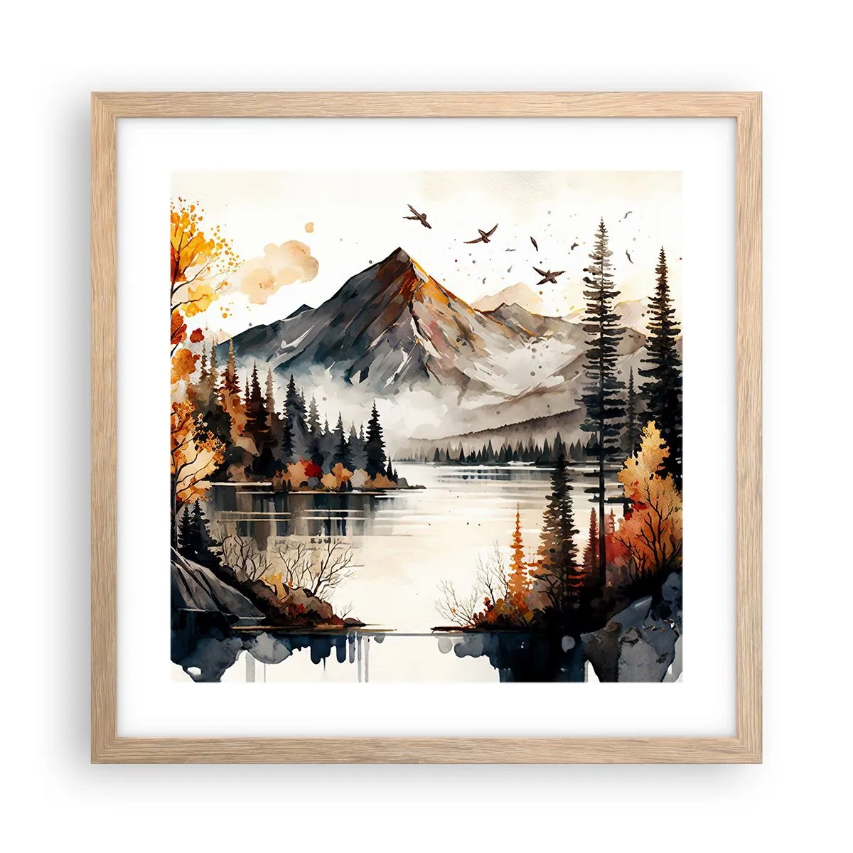 Plakat w ramie jasny dąb - Złota jesień w górach - 40x40 cm