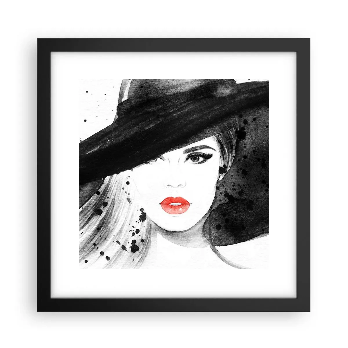 Plakat w czarnej ramie - Dama w czerni - 30x30 cm