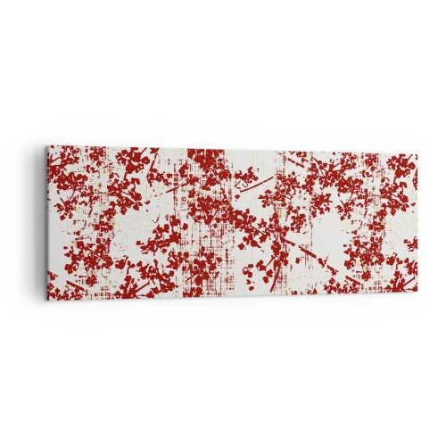 Obraz na płótnie - Czerwone kwiaty na białym tle w artystycznym stylu - 140x50cm - Jak dawny perkalik - Nowoczesna dekoracja ścienna do salonu i sypialni ARTTOR