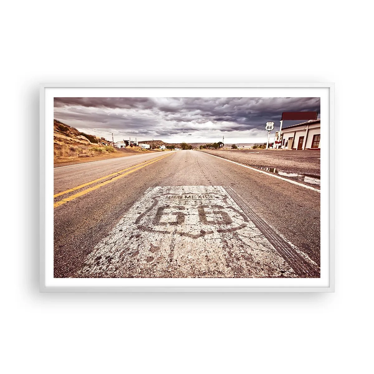 Plakat w białej ramie - Mother Road - amerykańska legenda - 100x70 cm