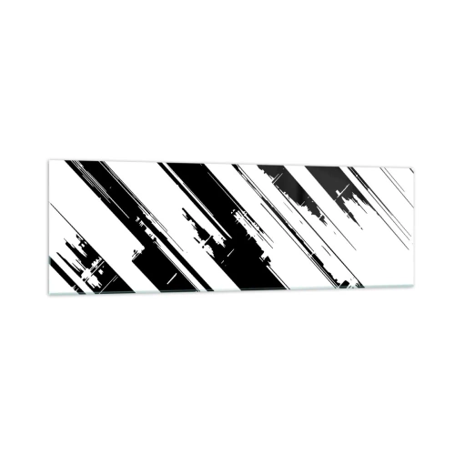 Obraz na szkle - Czarno-białe linie i geometryczne wzory w nowoczesnym stylu - 160x50cm - Kompozycja intensywna i dynamiczna - Nowoczesna dekoracja ścienna do salonu i sypialni ARTTOR