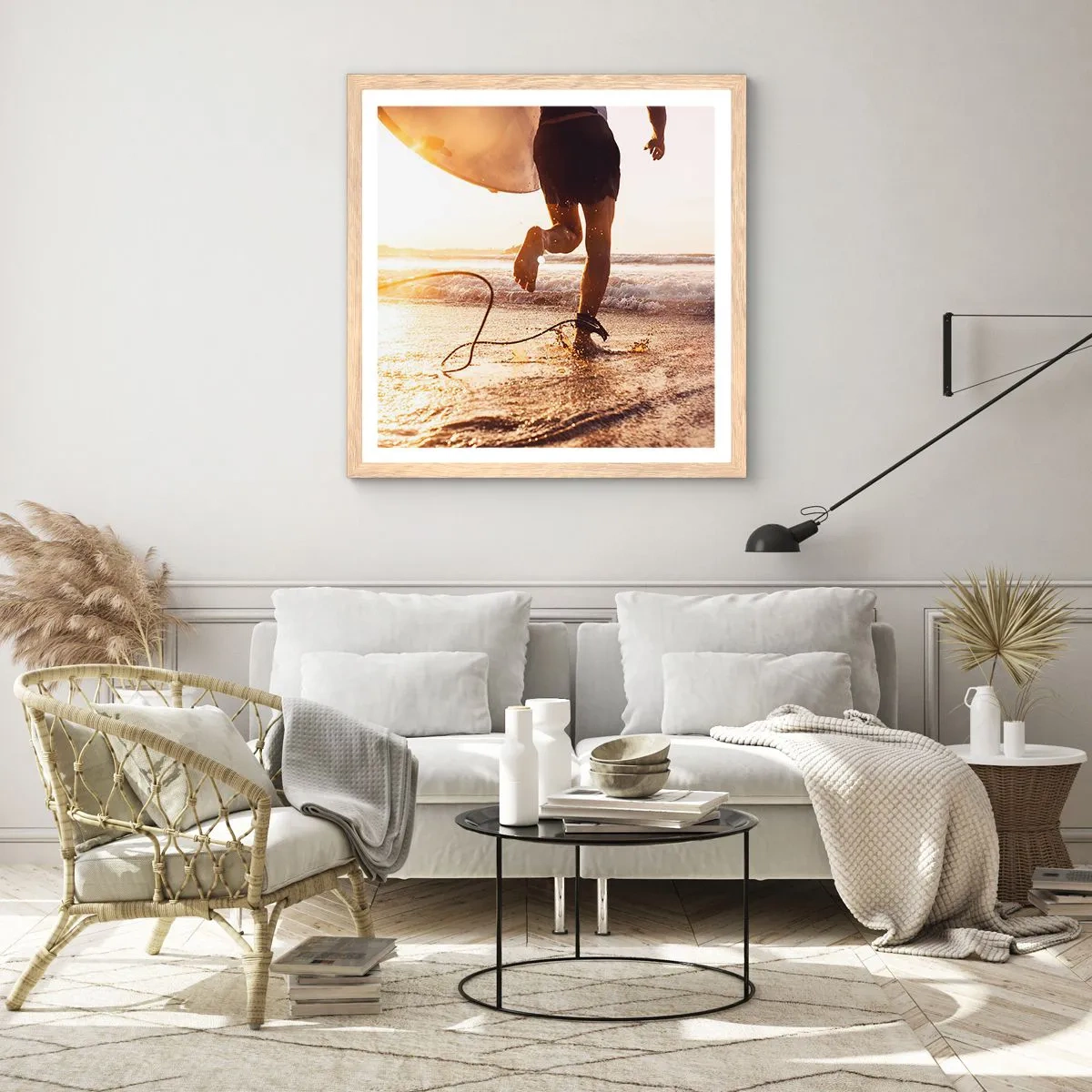 Plakat w ramie jasny dąb - Na spotkanie fali - 40x40 cm